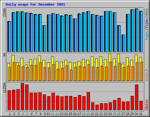 Daily usage for December 2021