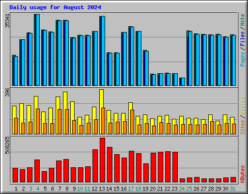 Daily usage for August 2024